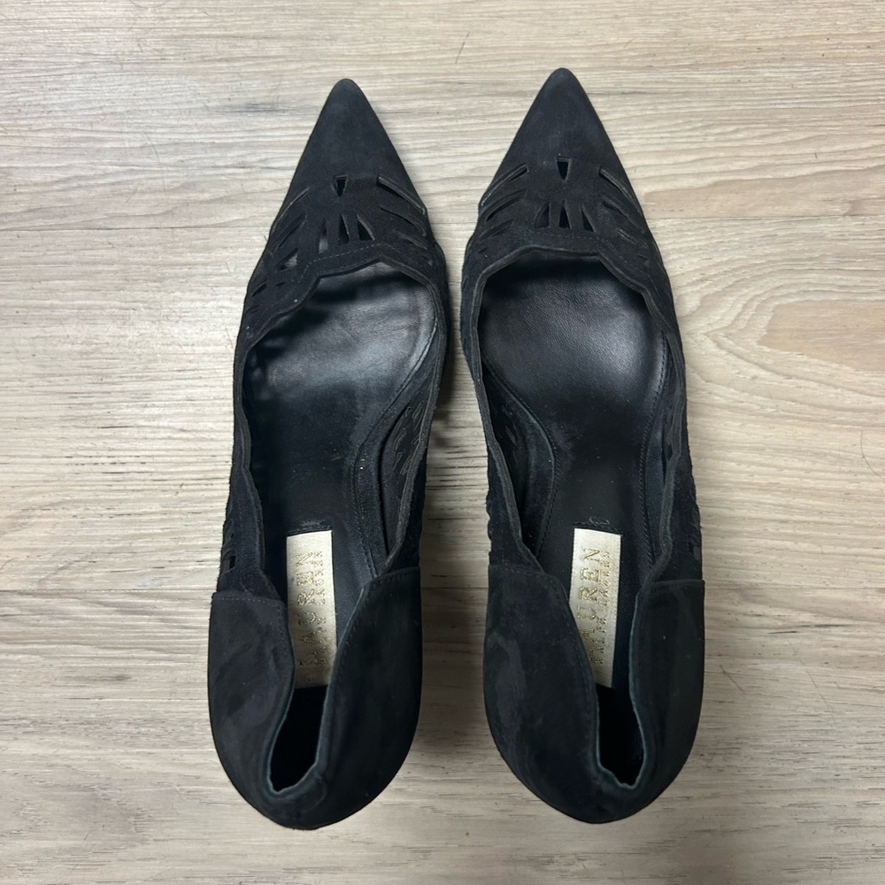 Lauren Ralph Lauren Shoes Black Suede Pump Heels Dressy Women Sz 9 B Sania - Picture 8 of 12
